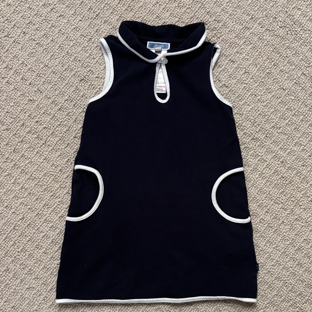 Jacadi Paris Navy Shift Baby Dress Cotton Pique